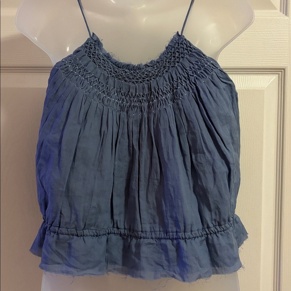 Frame Denim Women’s Shirt Top Spaghetti Straps Blue Cotton size Small - Picture 4 of 10